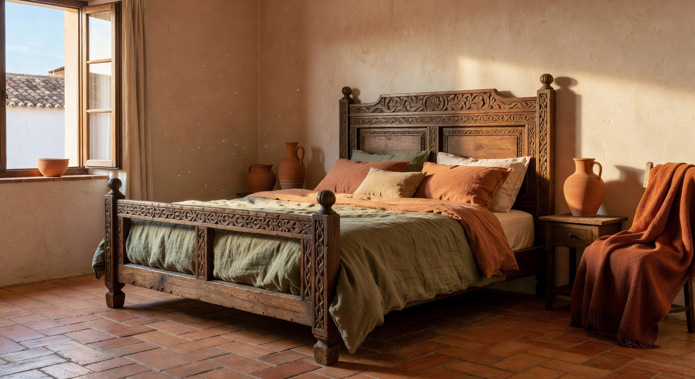 Cama Dosel Nogal Macizo