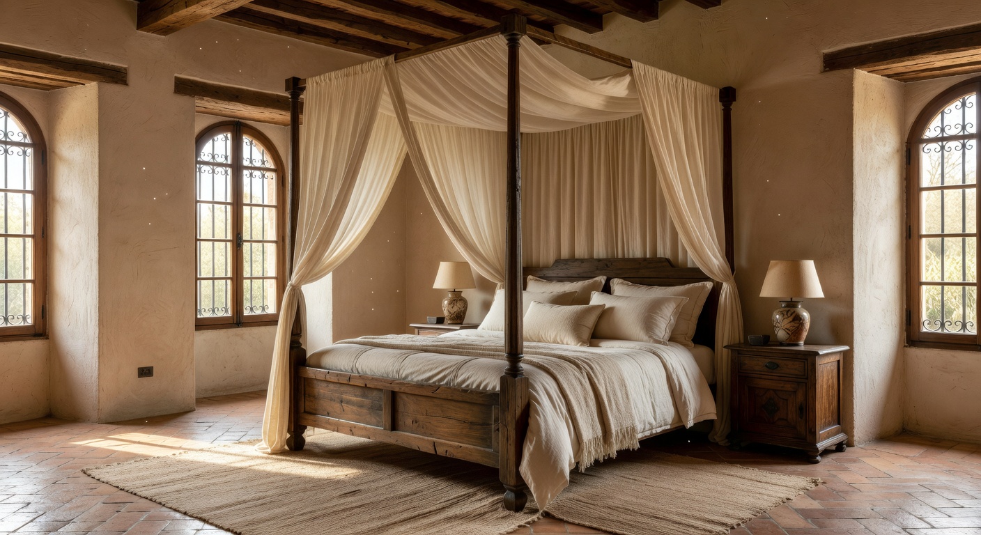 Dormitorio principal con cama con dosel granadino